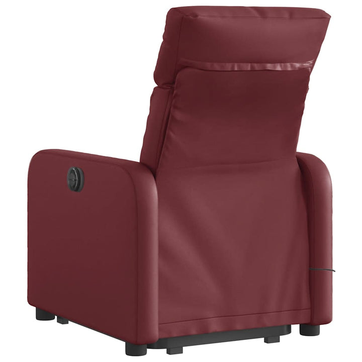 løftestol med massagefunktion kunstlæder vinrød