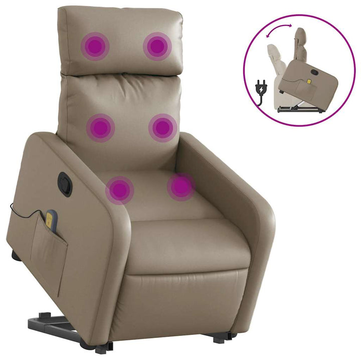 løftestol med massagefunktion kunstlæder cappuccino