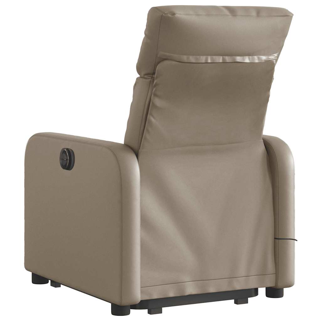 massagestol med løftefunktion kunstlæder cappuccinofarvet