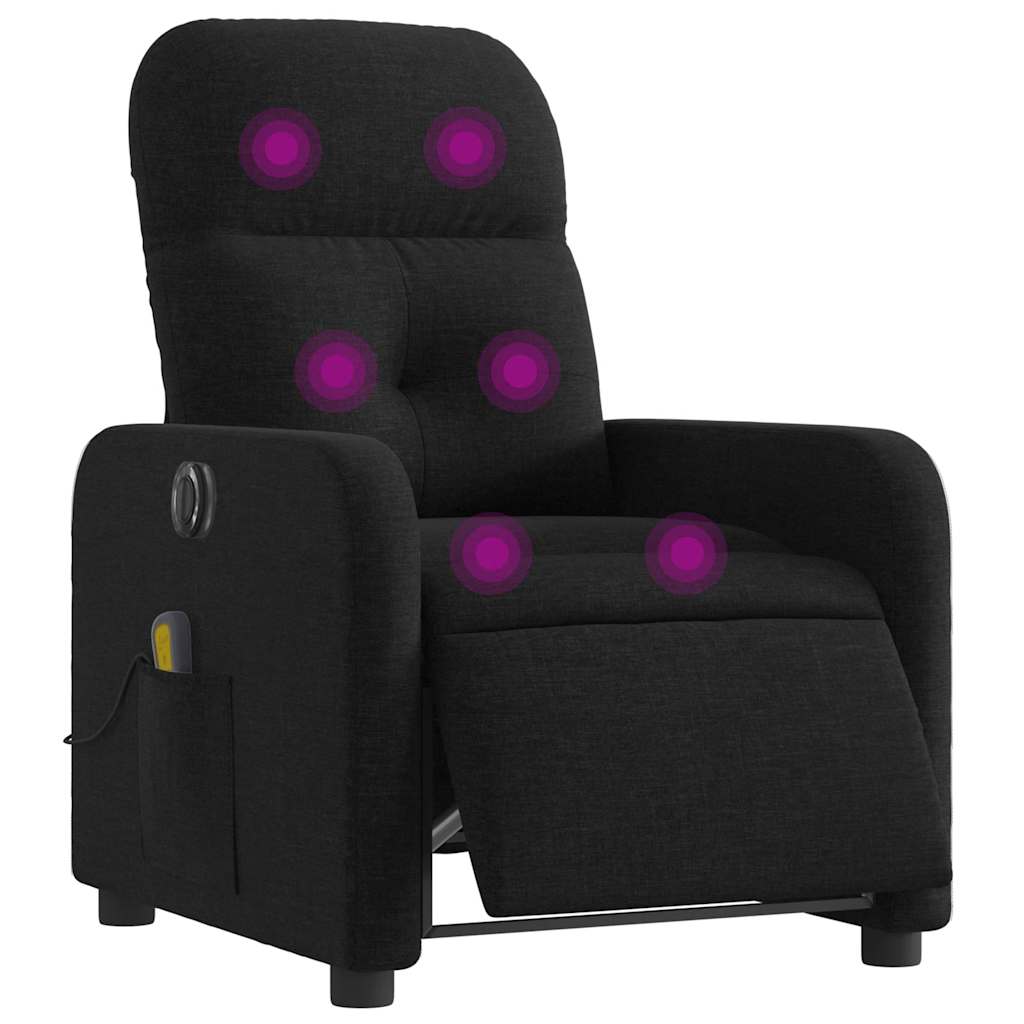 eldrevet massagestol stof sort