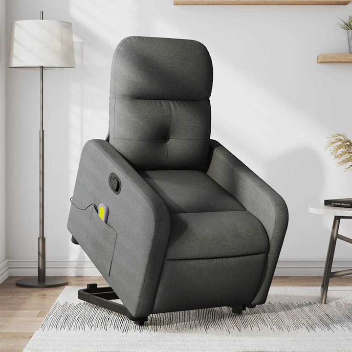 løftestol med massagefunktion stof mørkegrå