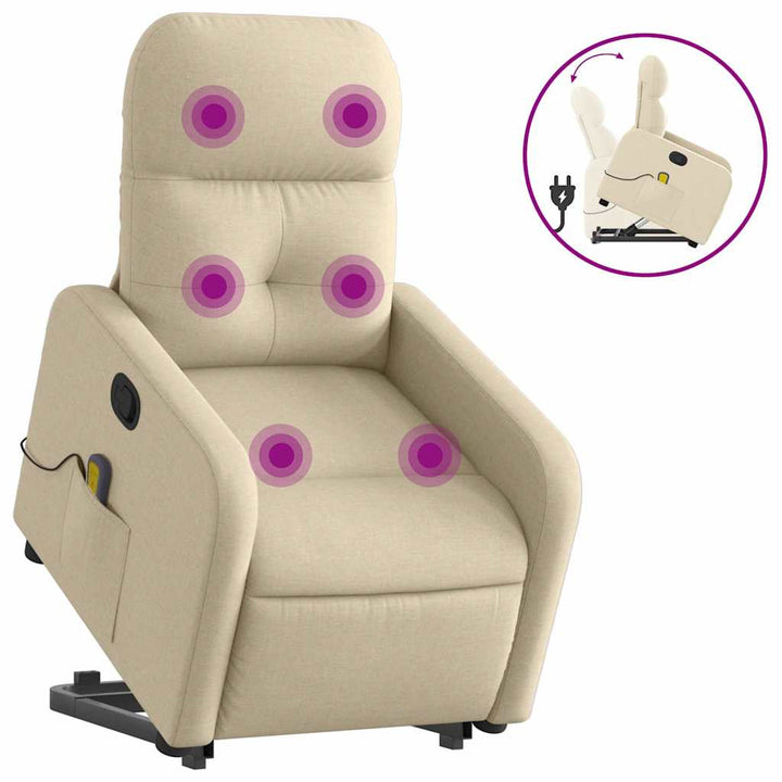 løftestol med massagefunktion stof cremefarvet
