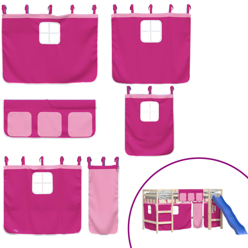 gardiner til højseng polyester pink