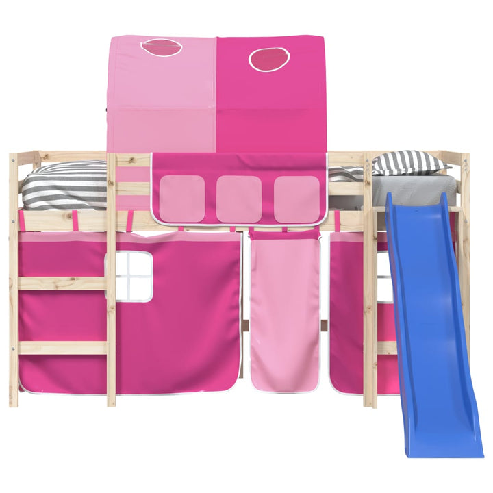 gardiner med tunnel til højseng polyester pink