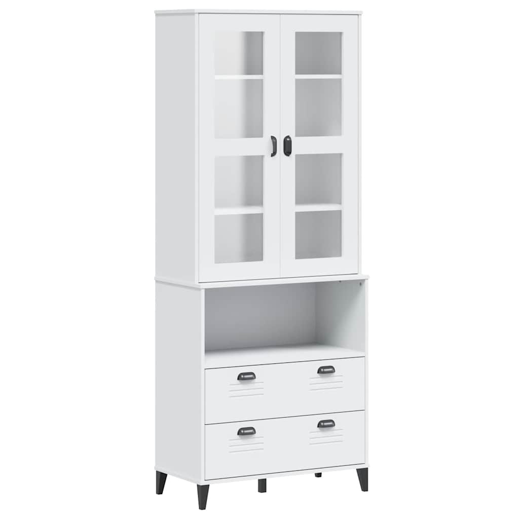 vitrineskab VIKEN 80x40x200 cm massivt fyrretræ hvid