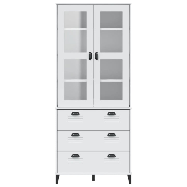 vitrineskab VIKEN 80x40x190 cm massivt fyrretræ hvid