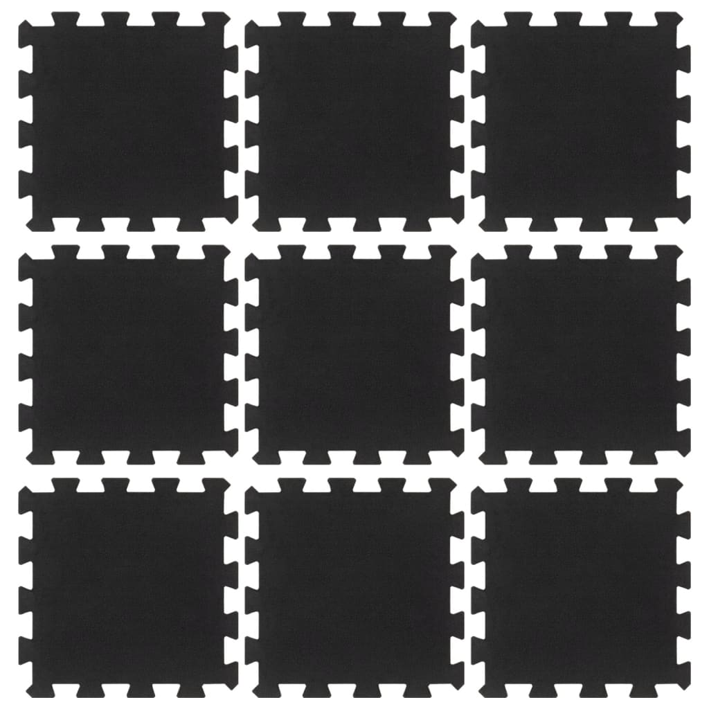 gulvmåtter 9 stk. 30x30 cm 16 mm gummi sort
