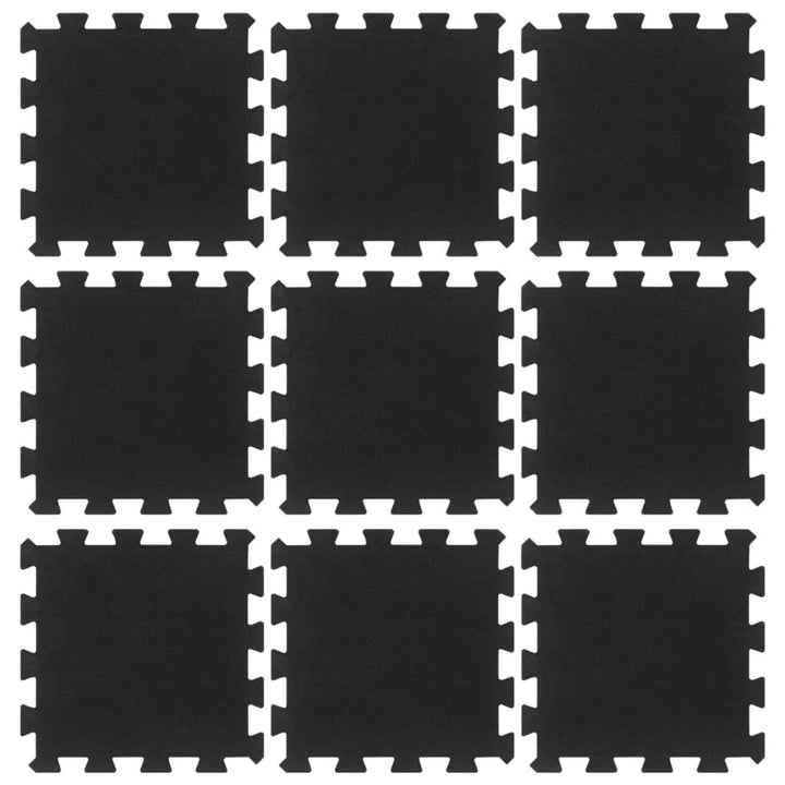 gulvmåtter 9 stk. 30x30 cm 16 mm gummi sort