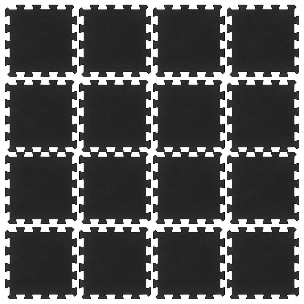 gulvmåtter 16 stk. 30x30 cm 16 mm gummi sort