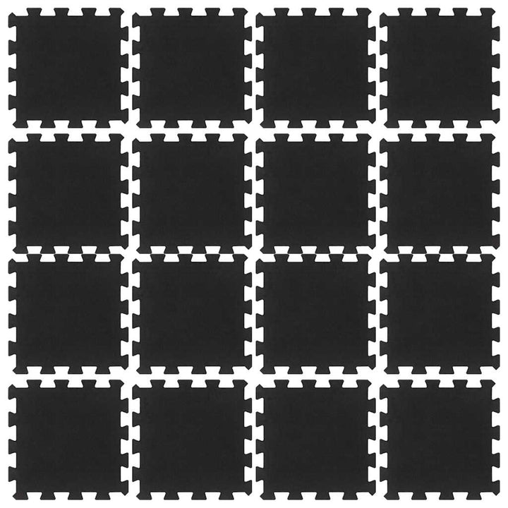 gulvmåtter 16 stk. 30x30 cm 16 mm gummi sort