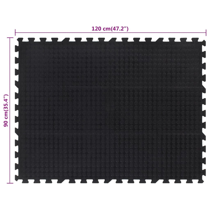 gulvmåtte 90x120 cm 12 mm gummi sort