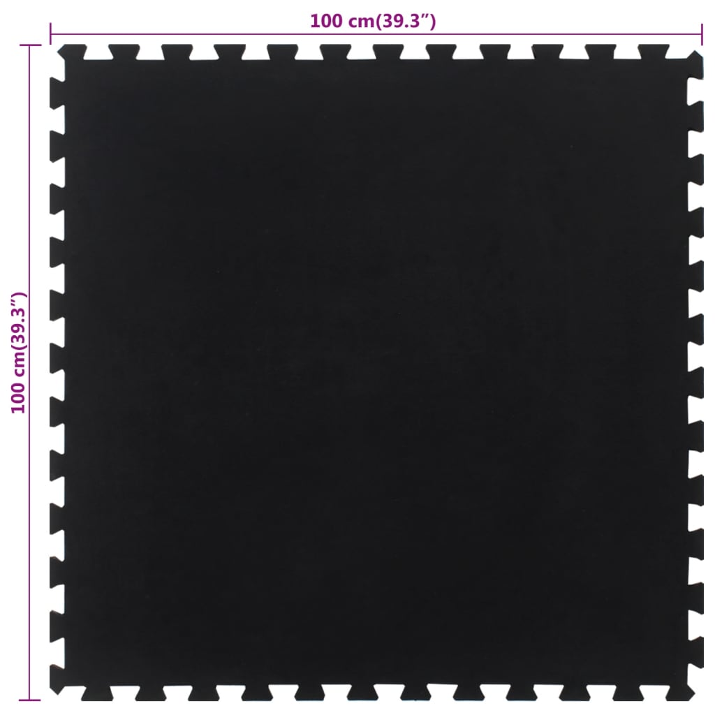 gulvmåtte 100x100 cm 12 mm gummi sort