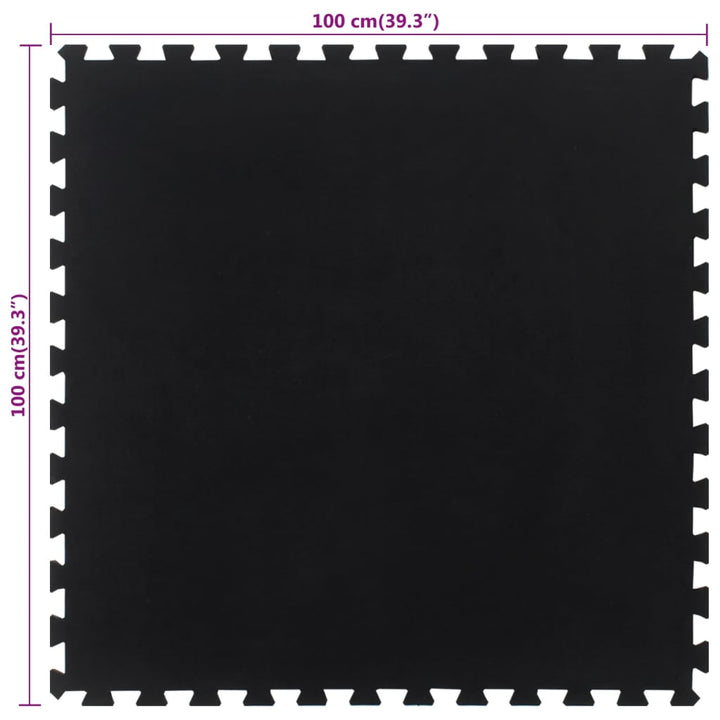 gulvmåtte 100x100 cm 12 mm gummi sort