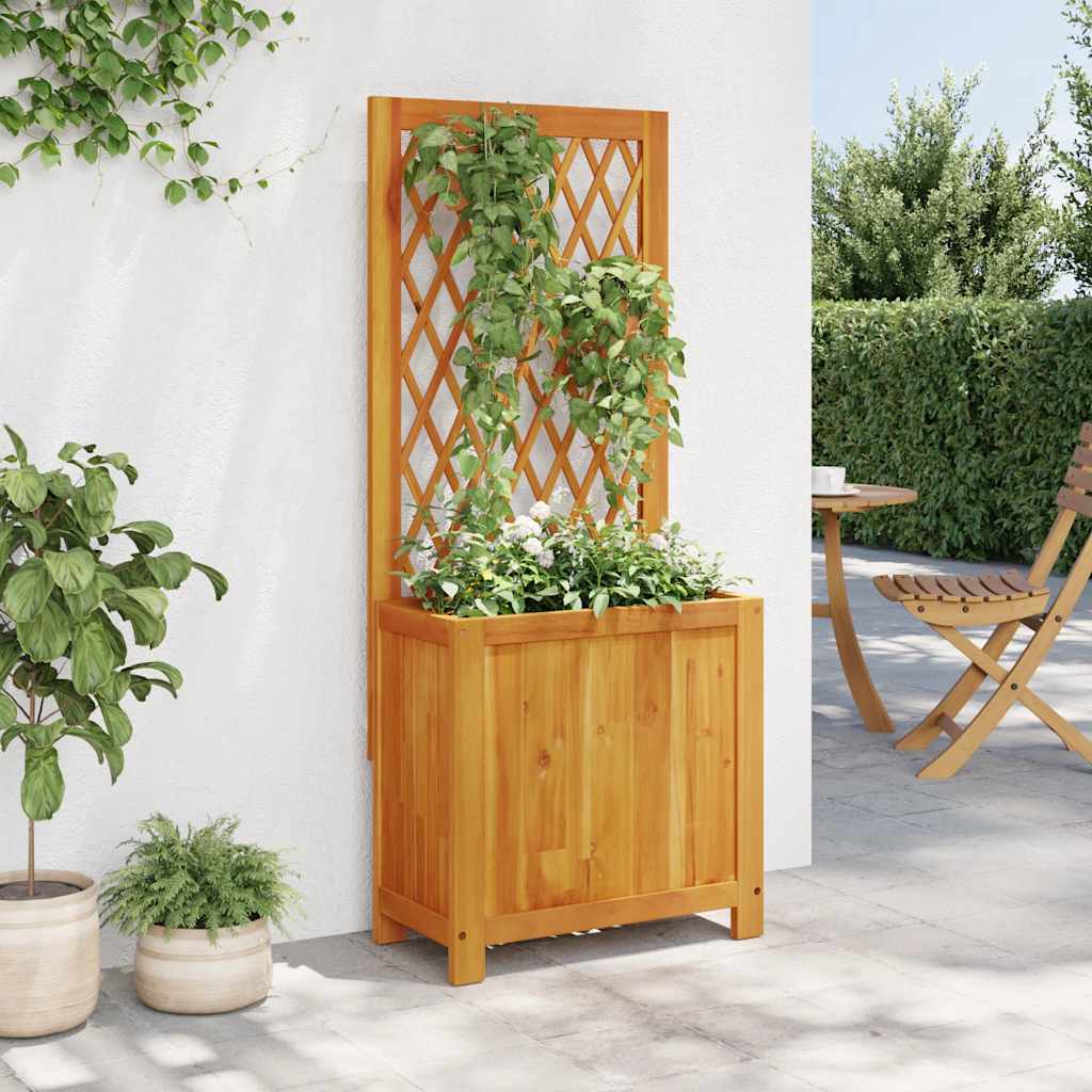plantekasse med espalier 55x29,5x132 cm massivt akacietræ