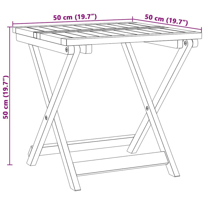 foldbart havebord 50x50x50 cm massivt akacietræ