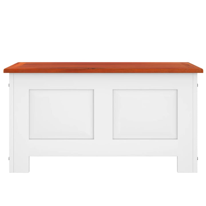 opbevaringskiste med låg massivt akacietræ brun og hvid