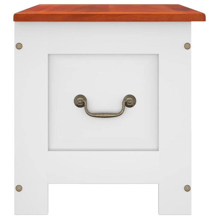 opbevaringskiste med låg massivt akacietræ brun og hvid