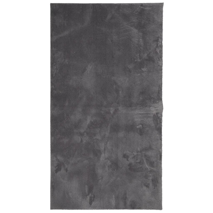 gulvtæppe HUARTE 80x150 cm kort luv og vaskbart antracitgrå