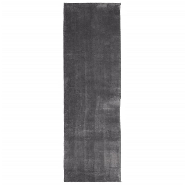 gulvtæppe HUARTE 80x250 cm kort luv og vaskbart antracitgrå