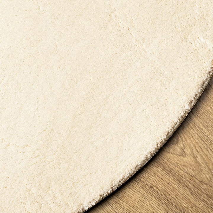gulvtæppe HUARTE Ø 80 cm kort luv og vaskbart cremefarvet
