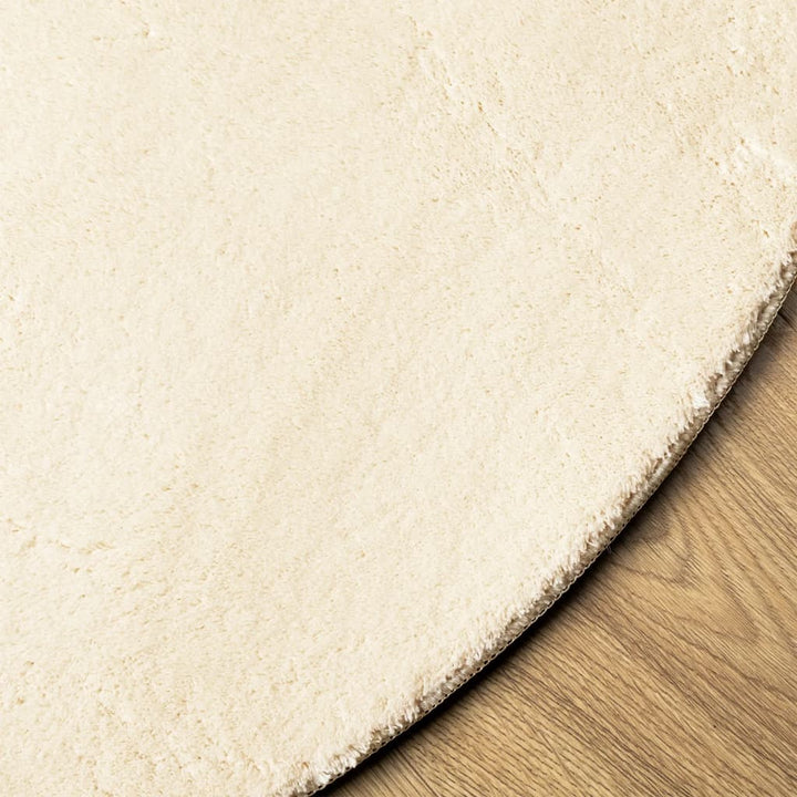 gulvtæppe HUARTE Ø 160 cm kort luv og vaskbart cremefarvet