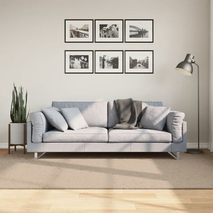 gulvtæppe HUARTE 160x230 cm kort luv og vaskbart sandfarvet