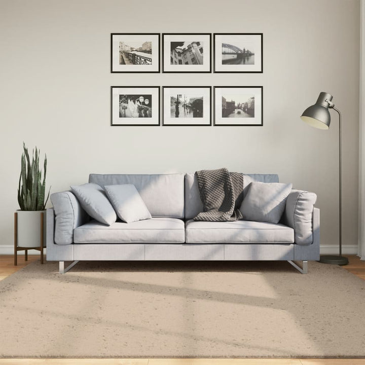 gulvtæppe HUARTE 200x200 cm kort luv og vaskbart sandfarvet