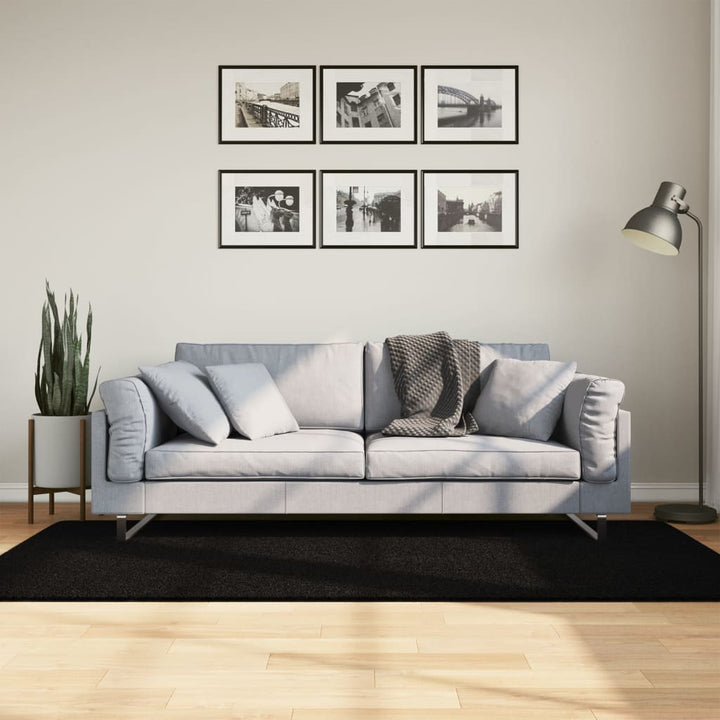 gulvtæppe HUARTE 100x200 cm kort luv og vaskbart sort