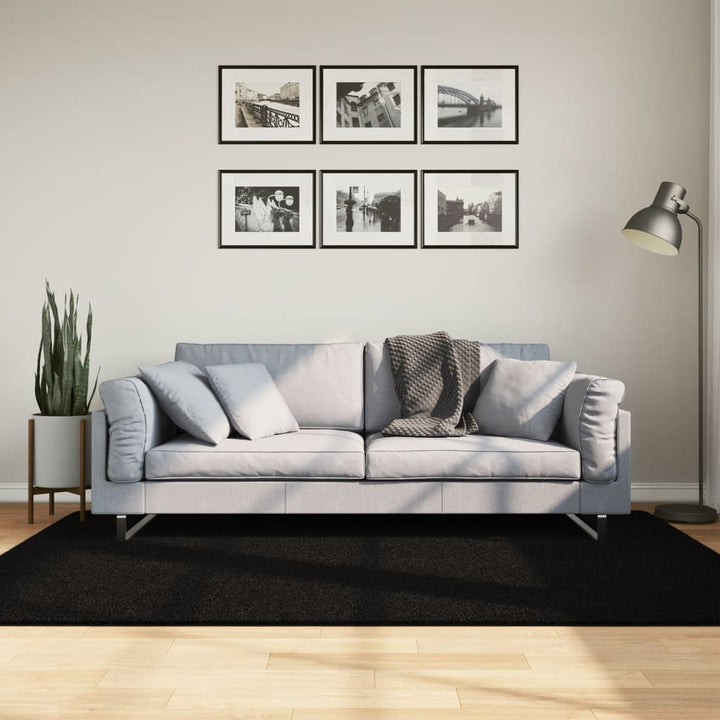 gulvtæppe HUARTE 140x200 cm kort luv og vaskbart sort