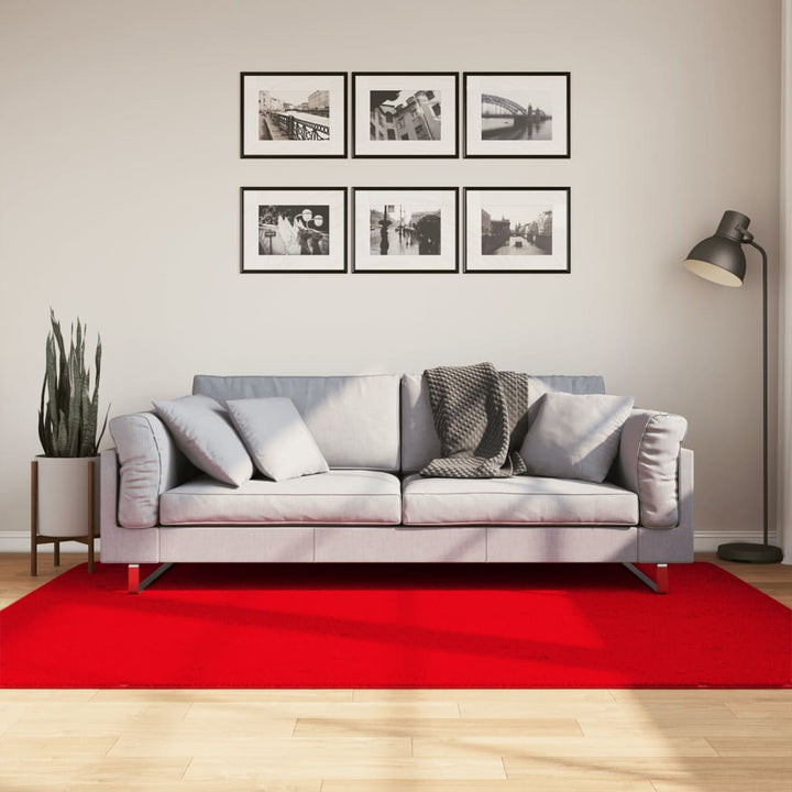 gulvtæppe HUARTE 140x200 cm kort luv og vaskbart rød