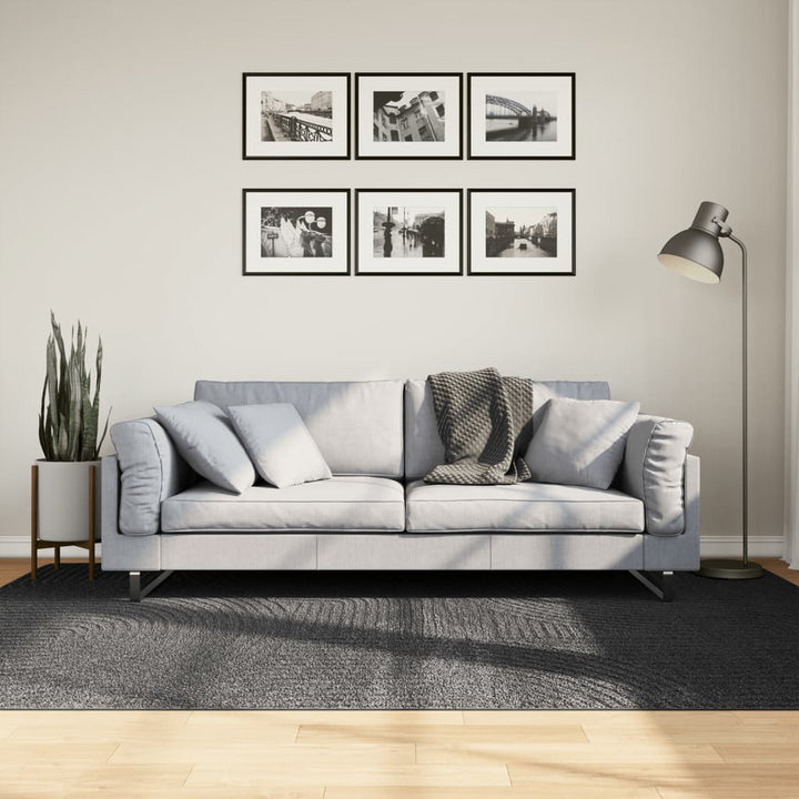 gulvtæppe IZA 160x230 cm kort luv skandinavisk look antracitgrå