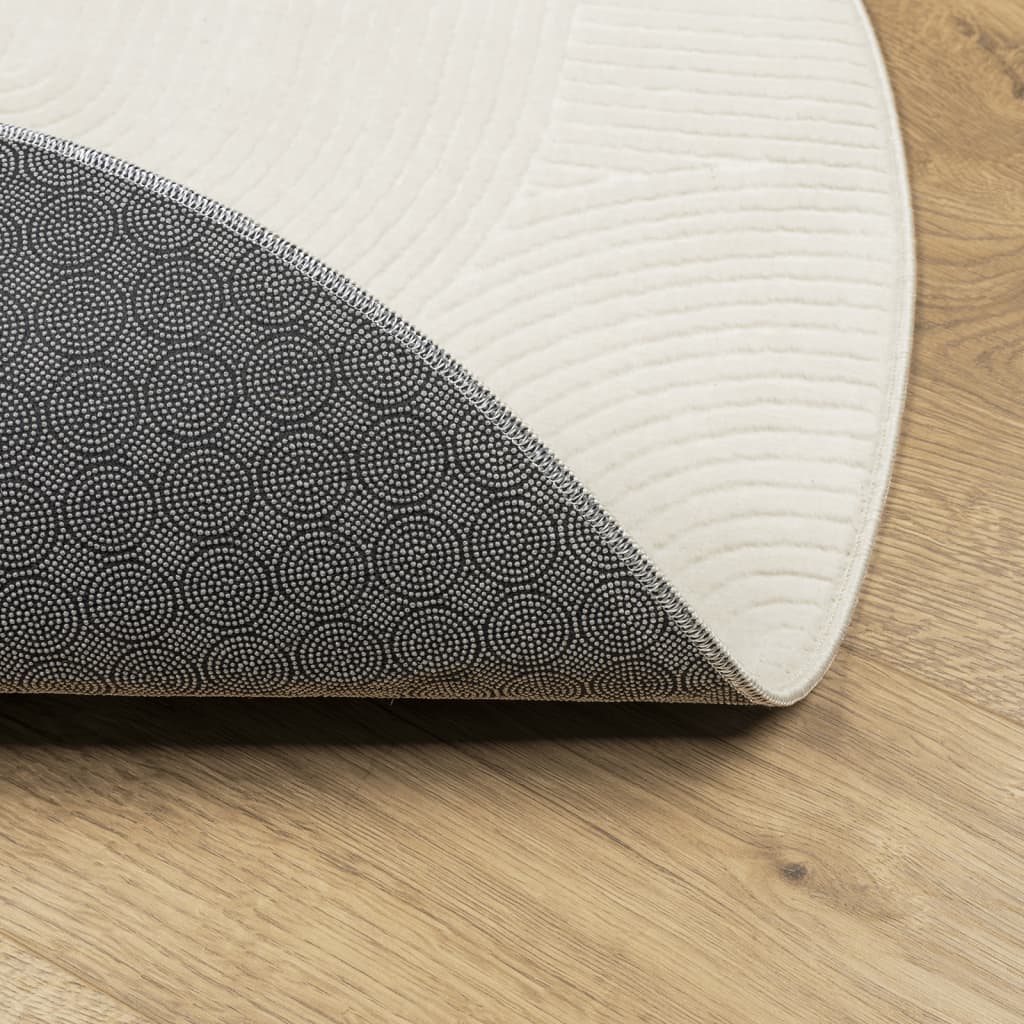 gulvtæppe IZA Ø 120 cm kort luv skandinavisk look cremefarvet