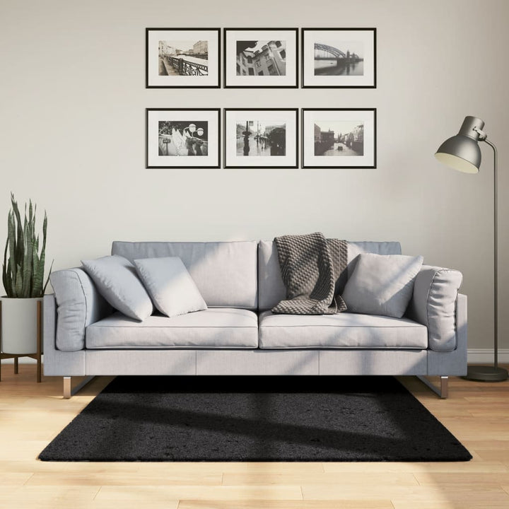 gulvtæppe OVIEDO 120x120 cm kort luv sort