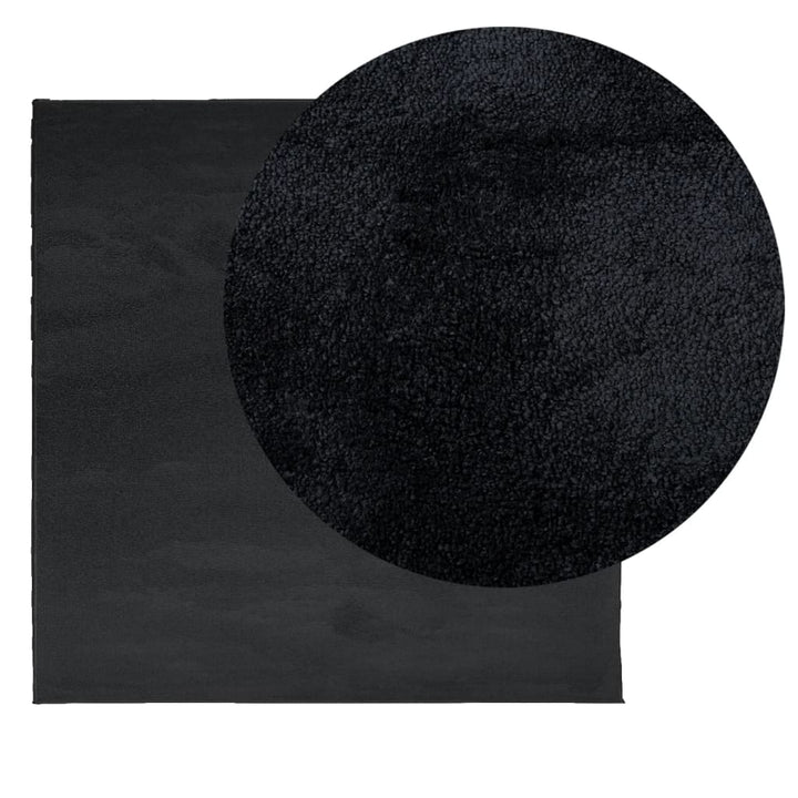gulvtæppe OVIEDO 200x200 cm kort luv sort
