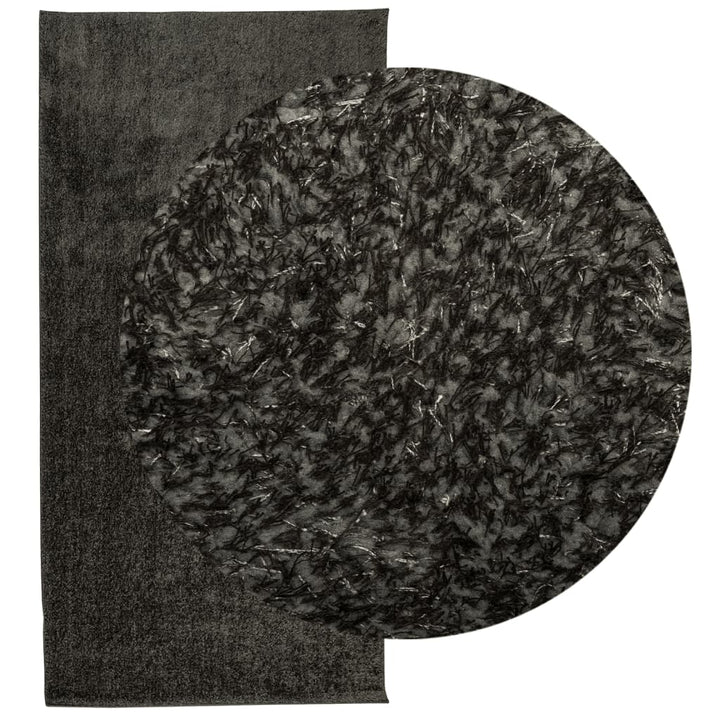 gulvtæppe ISTAN 100x200 cm lang luv skinnende look antracitgrå