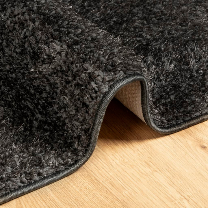 gulvtæppe ISTAN 100x200 cm lang luv skinnende look antracitgrå