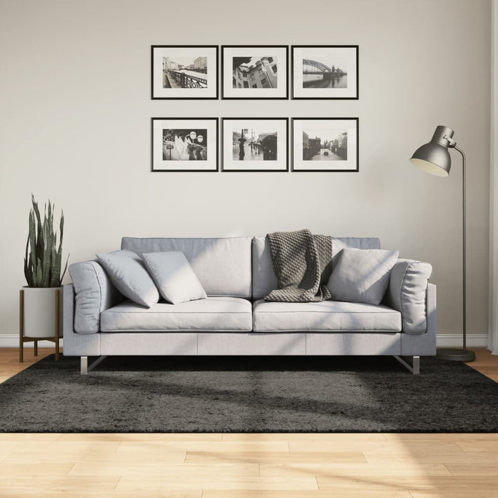 gulvtæppe ISTAN 140x200 cm lang luv skinnende look antracitgrå