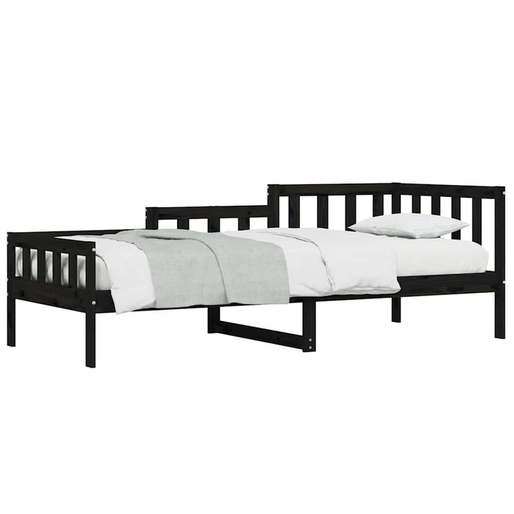 daybed 80x200 cm massivt fyrretræ sort