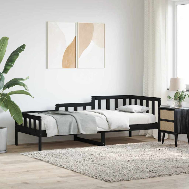 daybed 80x200 cm massivt fyrretræ sort