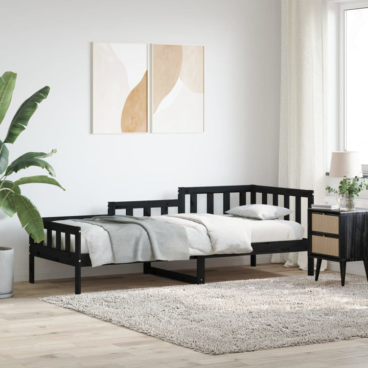daybed 90x190 cm massivt fyrretræ sort