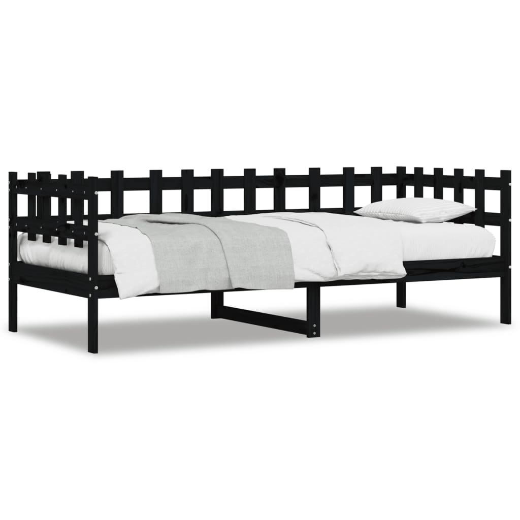 daybed 80x200 cm massivt fyrretræ sort