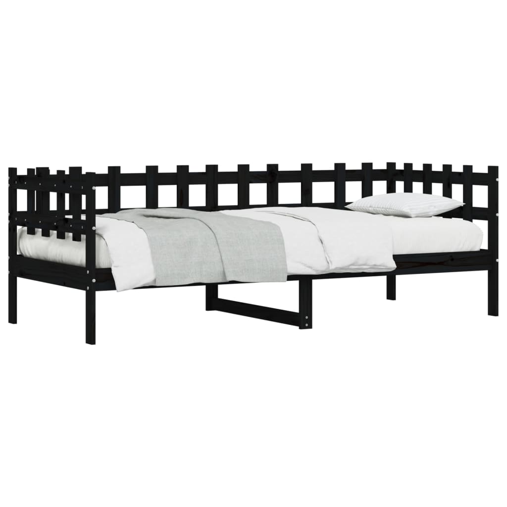 daybed 80x200 cm massivt fyrretræ sort