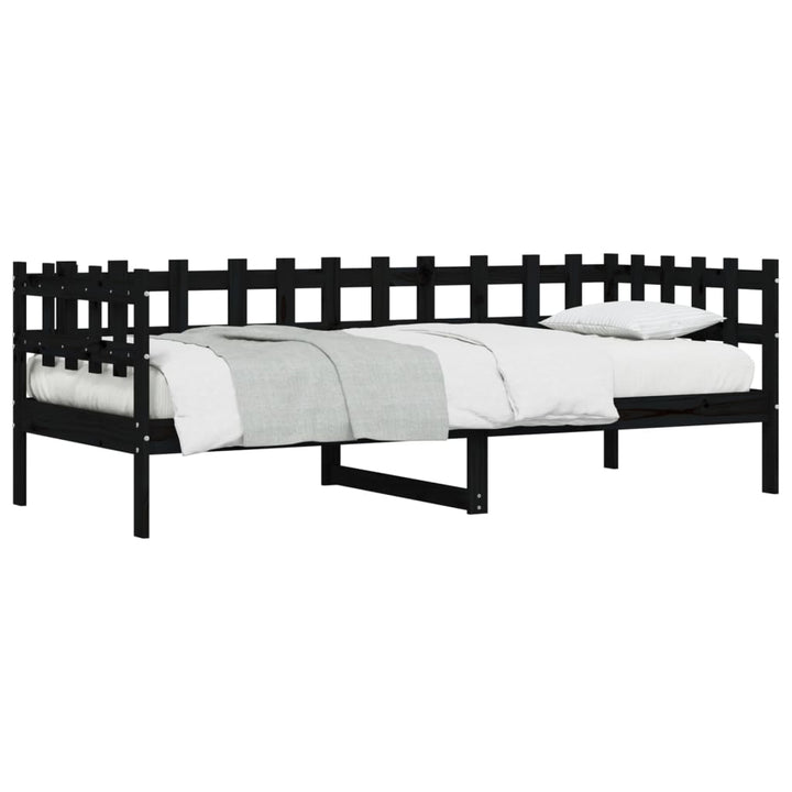 daybed 80x200 cm massivt fyrretræ sort