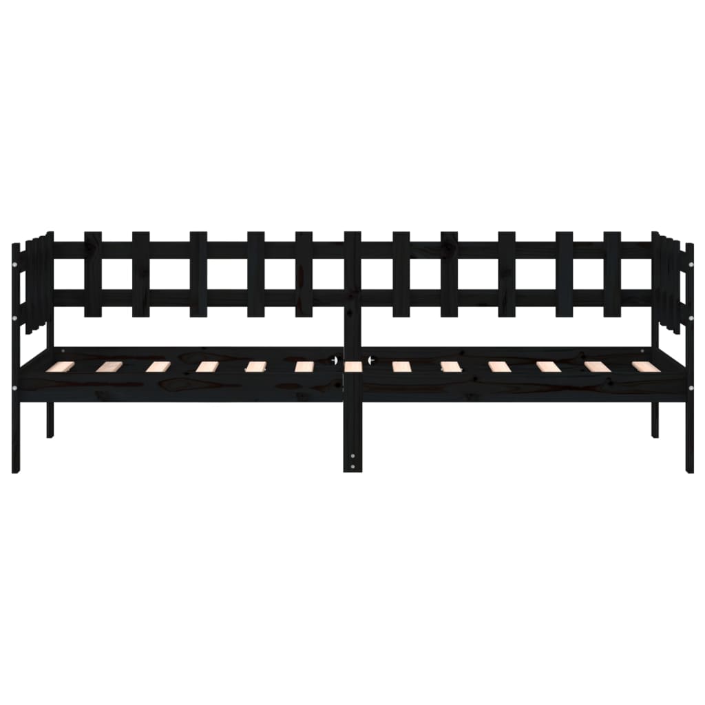 daybed 80x200 cm massivt fyrretræ sort