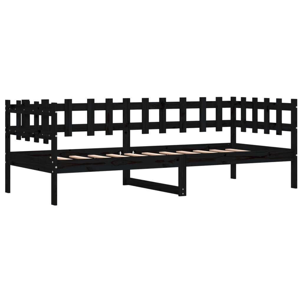 daybed 80x200 cm massivt fyrretræ sort