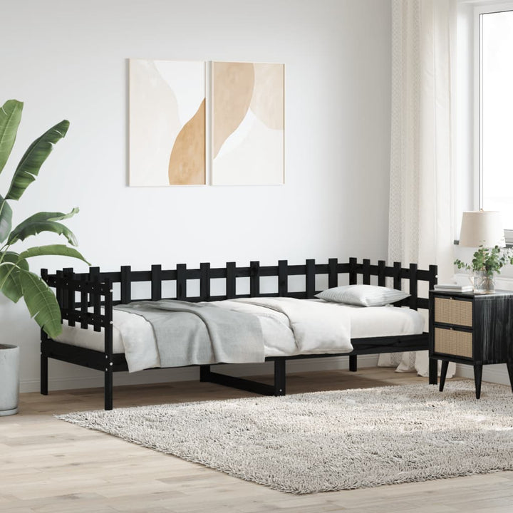 daybed 80x200 cm massivt fyrretræ sort