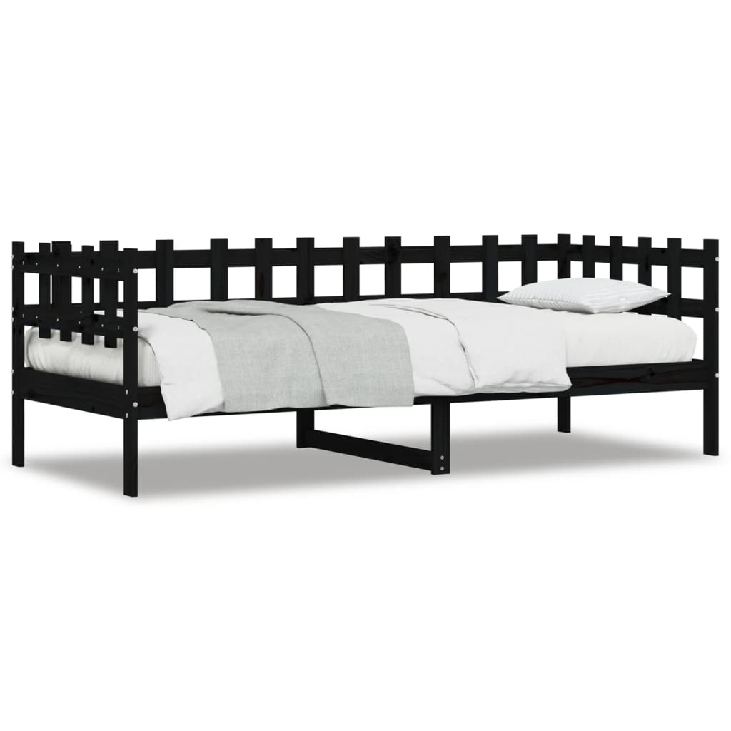 daybed 90x190 cm massivt fyrretræ sort