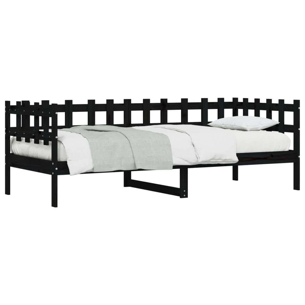 daybed 90x190 cm massivt fyrretræ sort