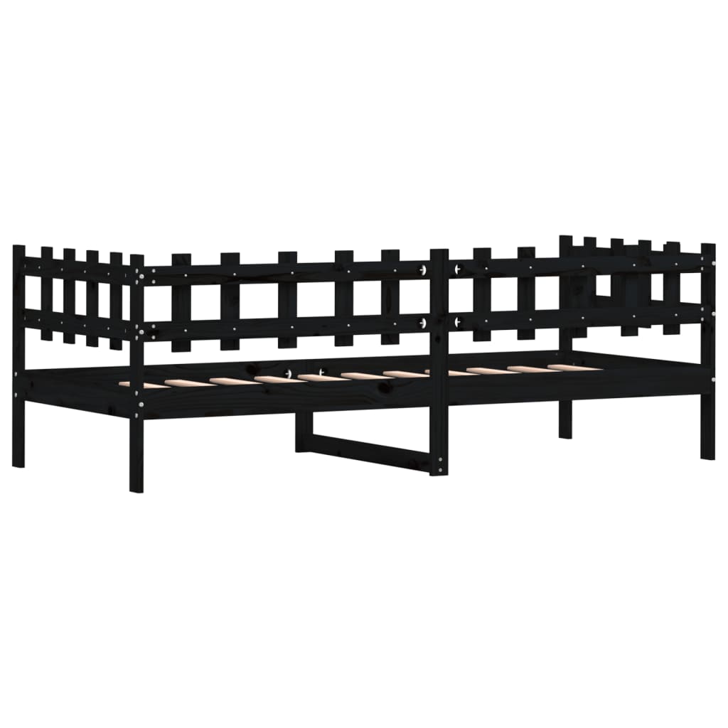 daybed 90x190 cm massivt fyrretræ sort