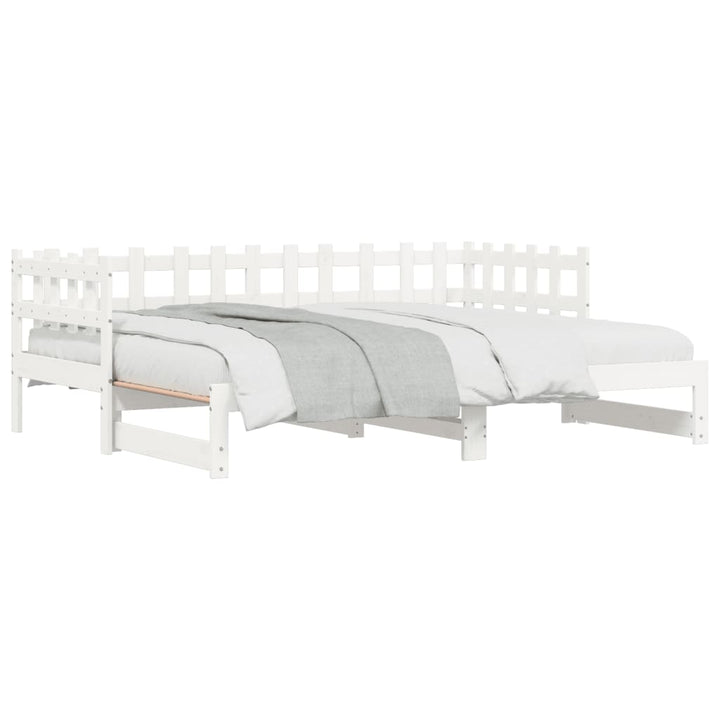 daybed med udtræk 2x(80x200) cm massivt fyrretræ hvid